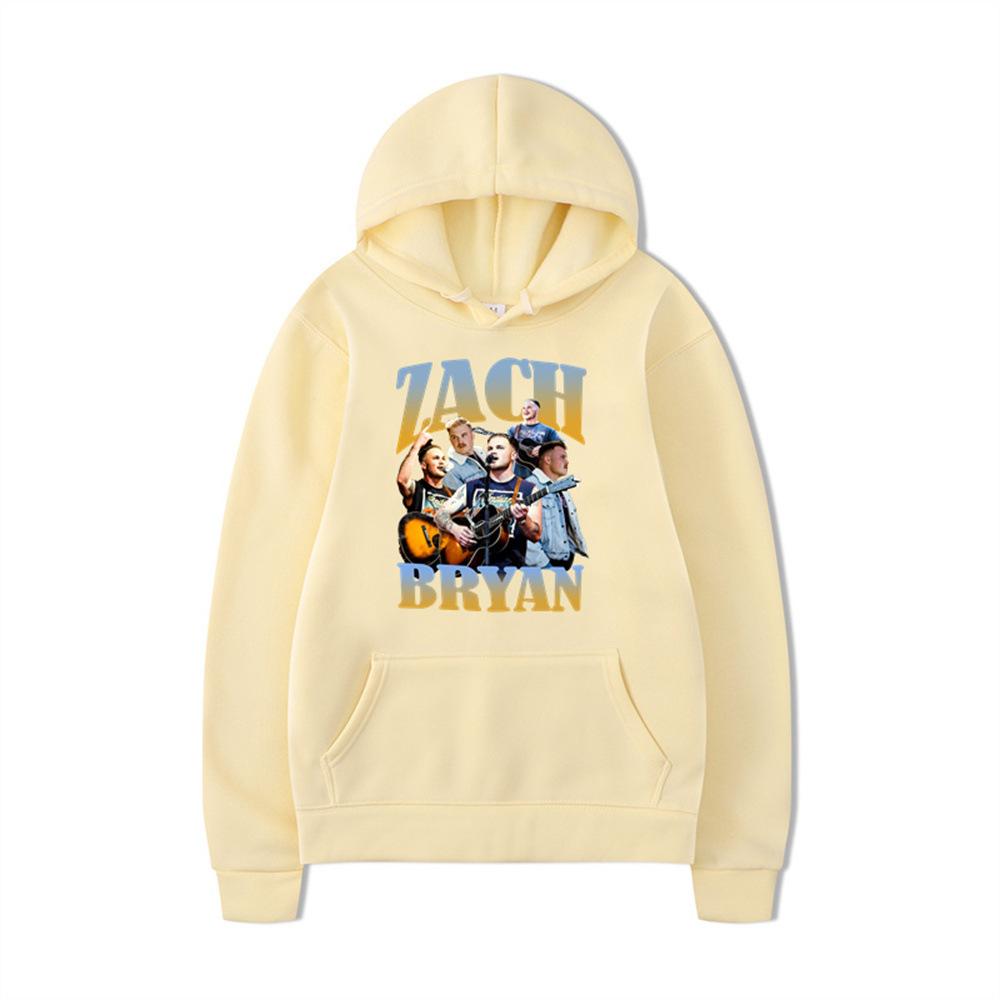 Zach Bryan Hoodie – Unisex Black Fleece Lined Sweatshirt, Text & Vintage Guitar Collage Print, Country Music Fan Streetwear Pullover