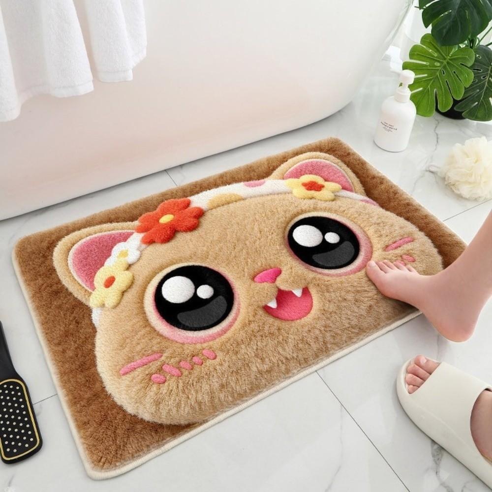 Soft Cat Pattern Floor Mat Non-Slip Animal Area Rug Trendy Bedside Carpet  Home Decor
