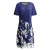 Women's Casual Summer Loose Round Neck Short Sleeve Pullover Dress Fashion Print