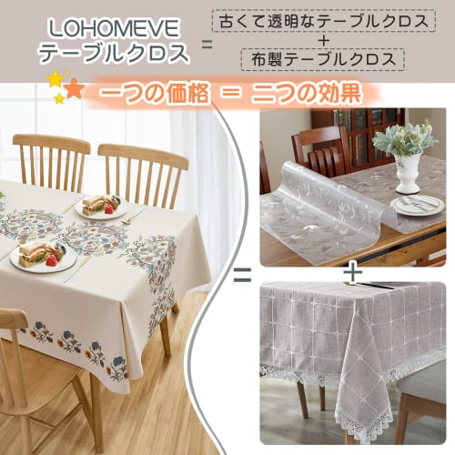 LOHOMEVE Stylish Vinyl Tablecloth, Water-Repellent, Square or Rectangular Table Cover, Nordic Style, Stain-Resistant, Waterproof, Oil-Resistant, Heat-