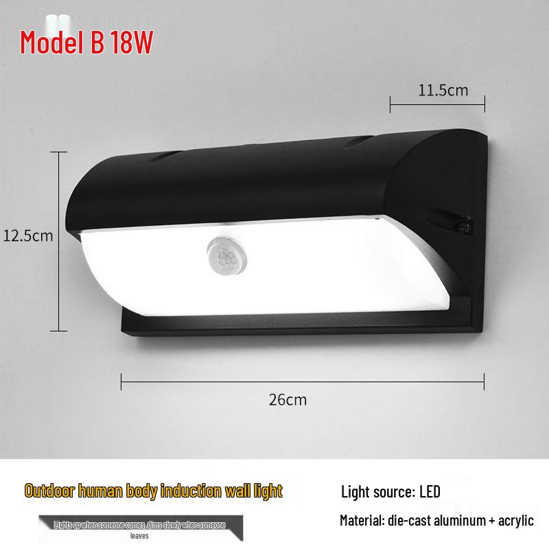 Waterproof LED Motion Sensor Outdoor Wall Light: Modern Minimalist Design for Courtyard, Balcony, and Entryway