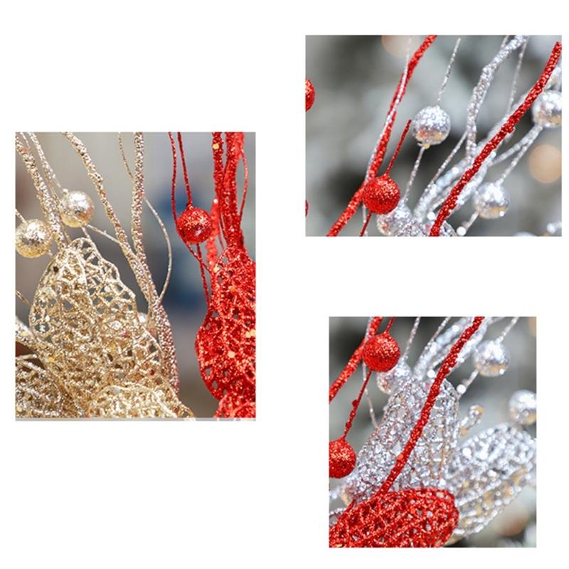 6Pcs Christmas Holly Berries Branch Holly Berries Stems Christmas Plant Decoration For Christmas Party Centerpieces