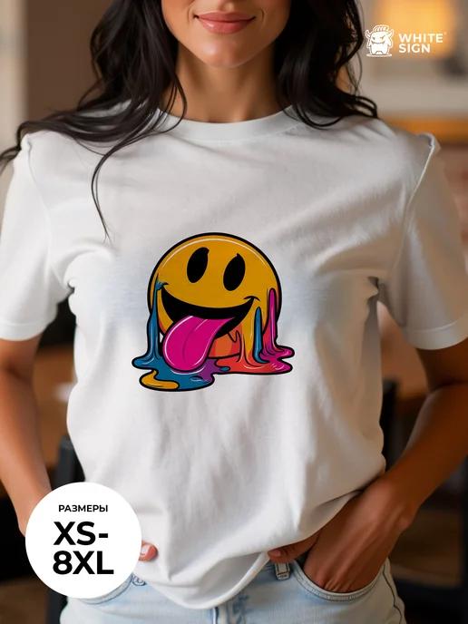 Bright Happy Smiley cotton oversized T-shirt S