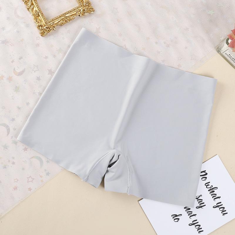 Ice Silk Seamless Mid-Waist Boyleg Underwear: Breathable Cotton Crotch, Plus Size, Women's Anti-Exposure Safety Shorts