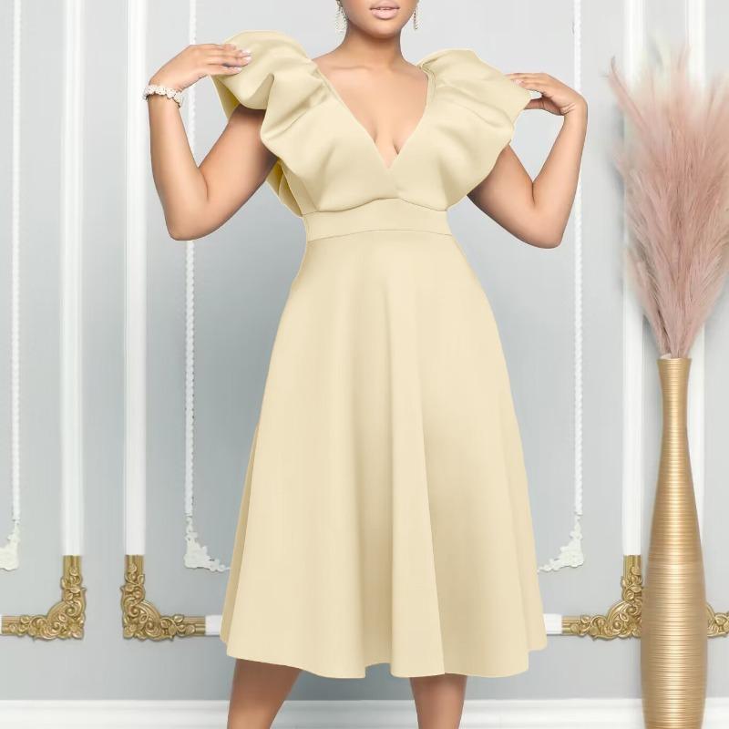Women's New Deep V-neck Sexy Big Swing Banquet Dress Dress Dress