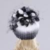 Brand Women Genuine Rex Rabbit Fur Hats Winter Rex Rabbit Fur Beanies Striped Top Flower Fox Fur Warm Real Fur Knit Caps