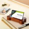 Solid Wood Card Display Box Engraved Dog Bone Shape Business Card Holder Creative Desktop Postcard Storage Box