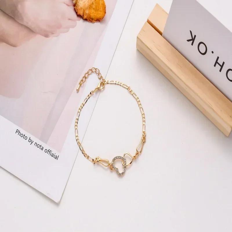 

Classic Stainless Steel Chain Double Heart Love Anklet Bracelet Fashion Trendy Charm Bracelets Women Fashion Party Jewelry Gift золотий