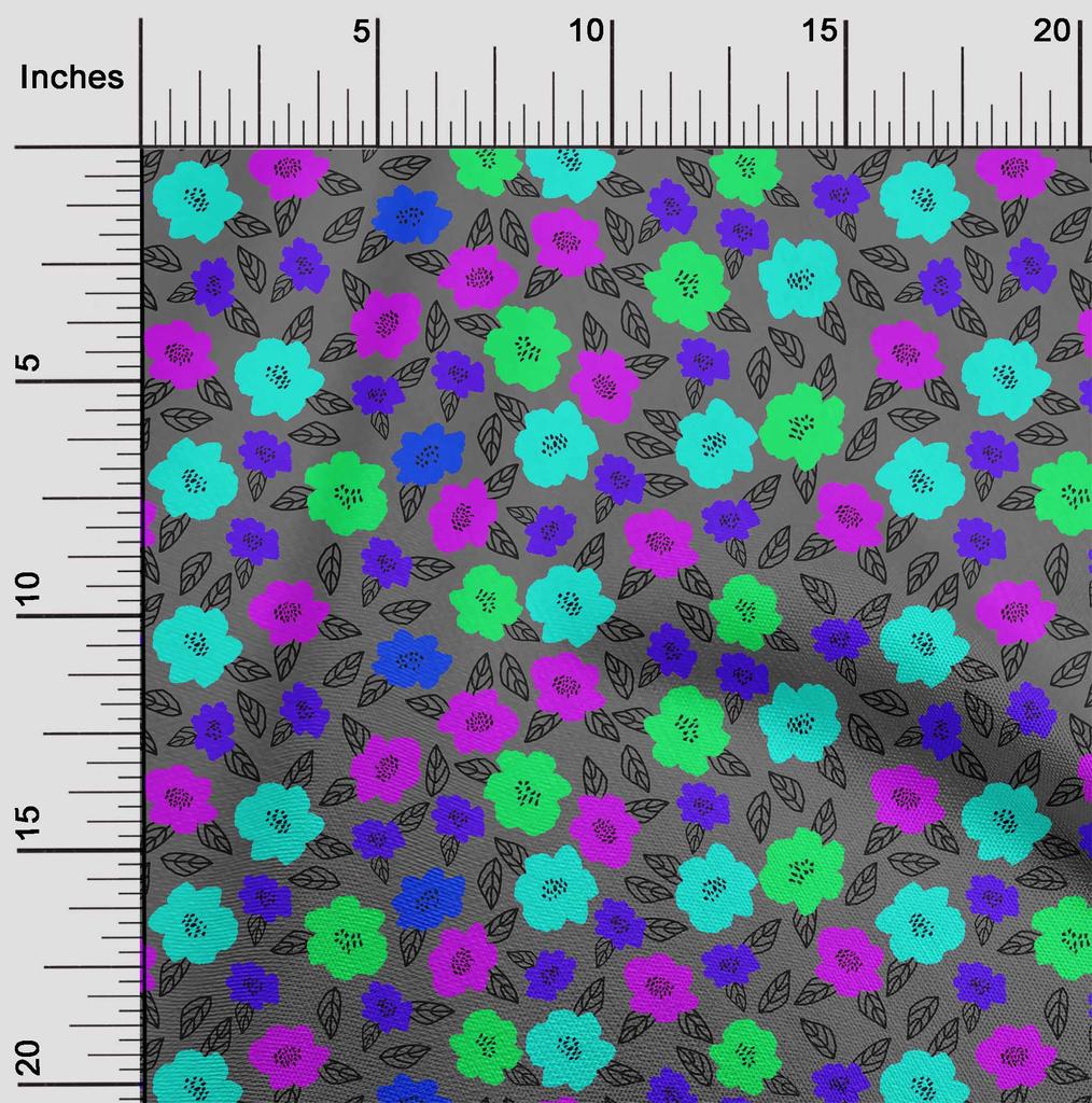 oneOone Cotton Flex Ronchi Fabric Leaves & Flower Quilting Supplies Print Sewing Fabric By The Yard 40 Inch