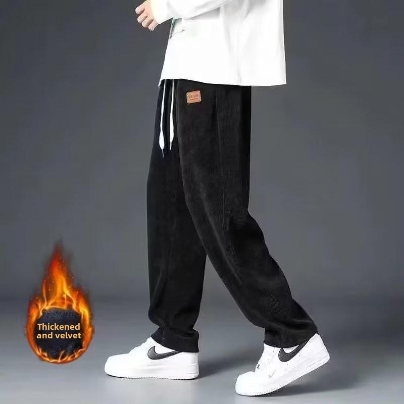 Pánské podzimní manšestrové sametové široké tepláky - Trendy, volný, ležérní střih pro podzim a zimu