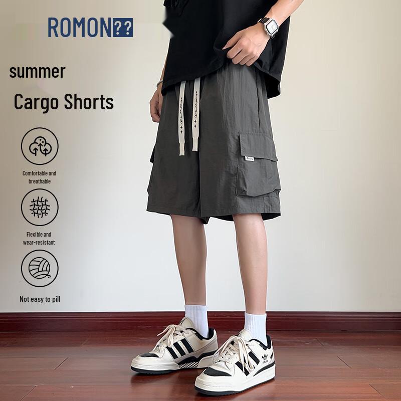 ROMON Men's Summer Loose Straight-Leg Shorts