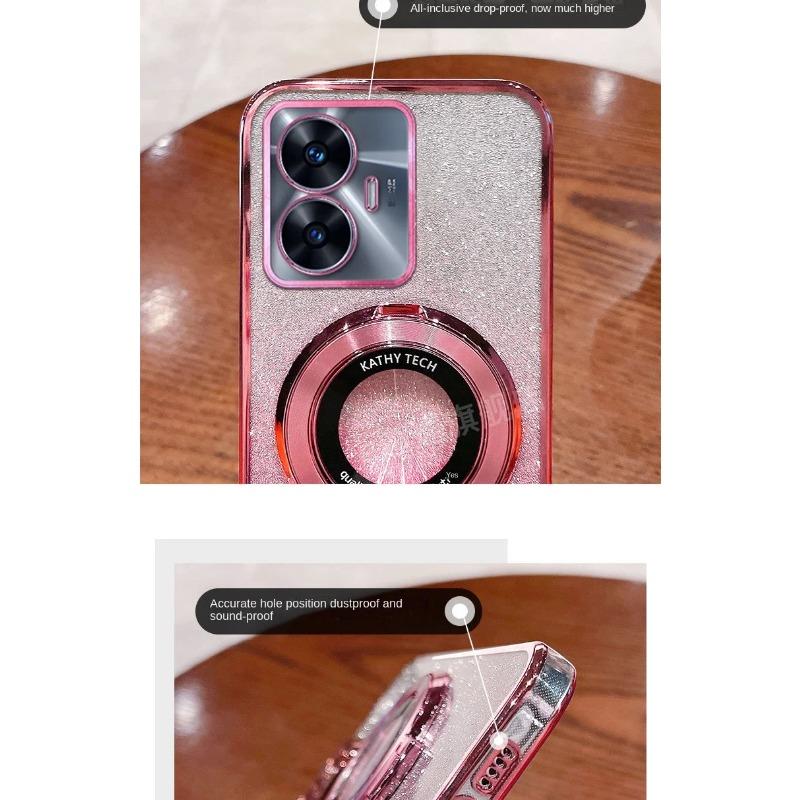 Pro OPPO Realme C55 C53 C51C35 C33 C31 C30 Pouzdro Měkké Bling Třpytivé S Kroužkem Magnetický Ochranný Kryt Pro Realme C21Y C25Y C20 C11