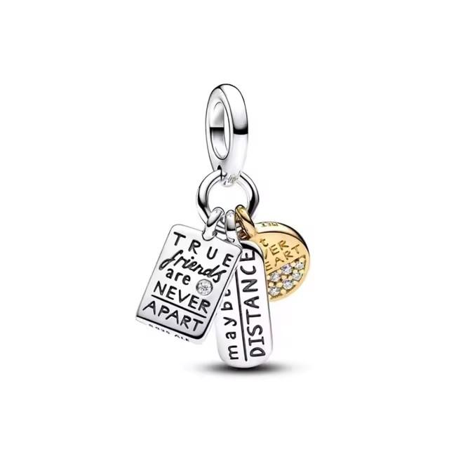 925 Silver Four-leaf Clover Best Friend Sister Charm Pendant Fit Original Bracelet for Women Necklace Fine Jewelry