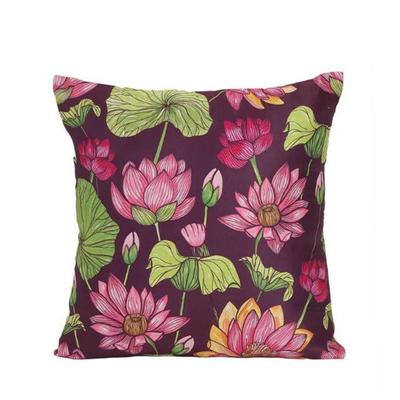KOKO MAISON INC Lotus Garden Polystain Cushion Cover | Flap Closure | Digital Printed
