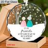 Glass Friends Hanging Ornament with Rock Golem Pattern - Transparent Tree Toppers with Friendship Quotes - Ideal Christmas Gift for Friend