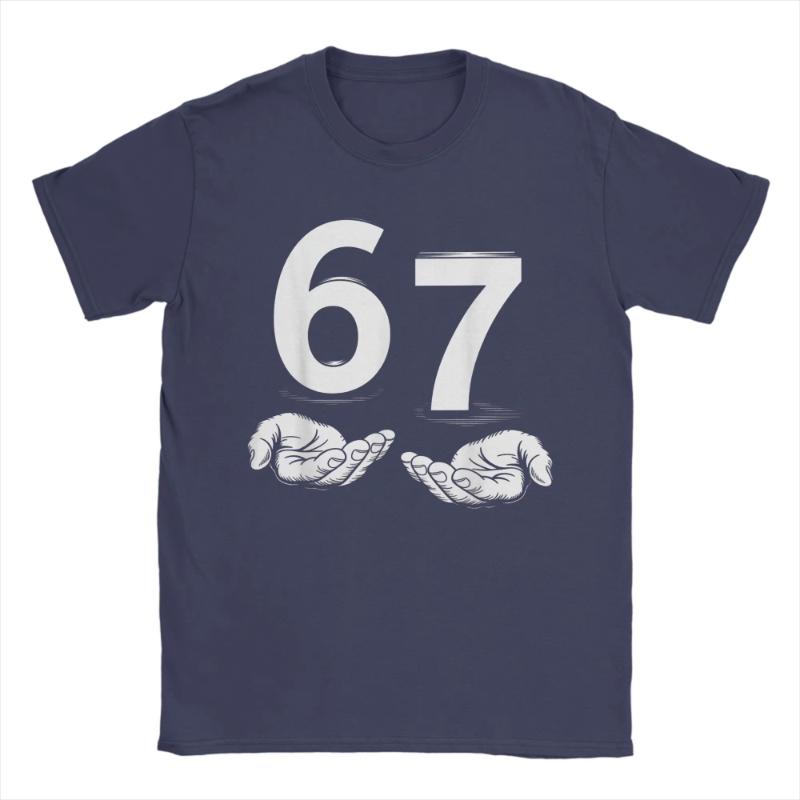 European and American Men TShirts Funny Six Seven 67 Meme Gen Alpha Slang 67 Hands Vintage Cotton Tees Short Sleeve T Shirts