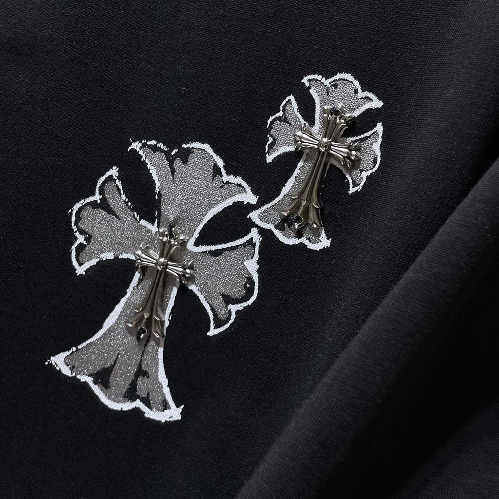 8937 CHROME HEARTS 2026 Summer New High Quality Cotton Round Neck Loose Large Size Men's and Women's T-shirt Couple T-shirt