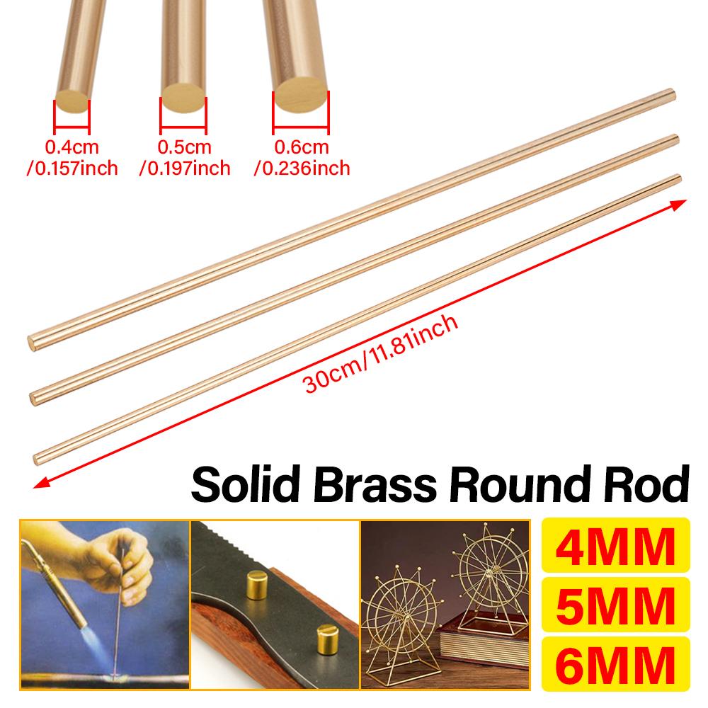 Barre di rame da 4mm/5mm/6mm aste tonde ottone massiccio ad alta precisione per progetto fai da te manico di attrezzo modellismo lavorazione hardware