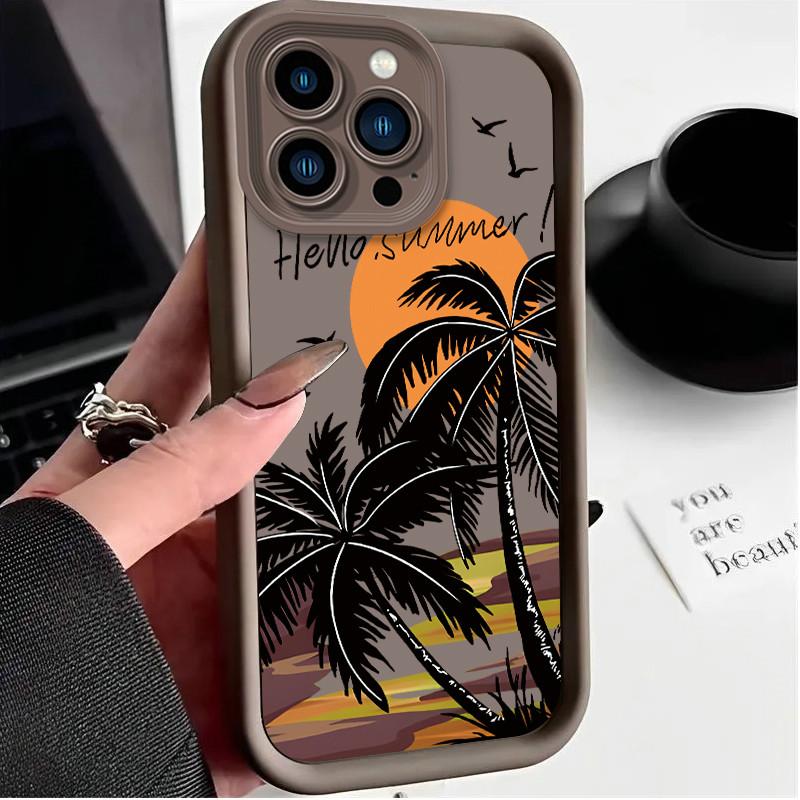 

Модный чехол Hello Summer с принтом кокосовой пальмы, гибкий, мягкий, силиконовый, TPU, чехол на всю заднюю панель для Realme Realme C53 кофейный