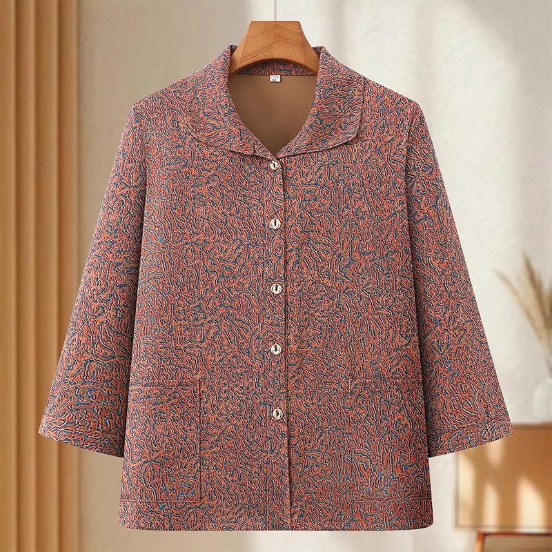 Grandma's Spring Floral Shirt & Autumn Lapel Jacket - Stylish Cardigan for Middle-Aged & Elderly Women