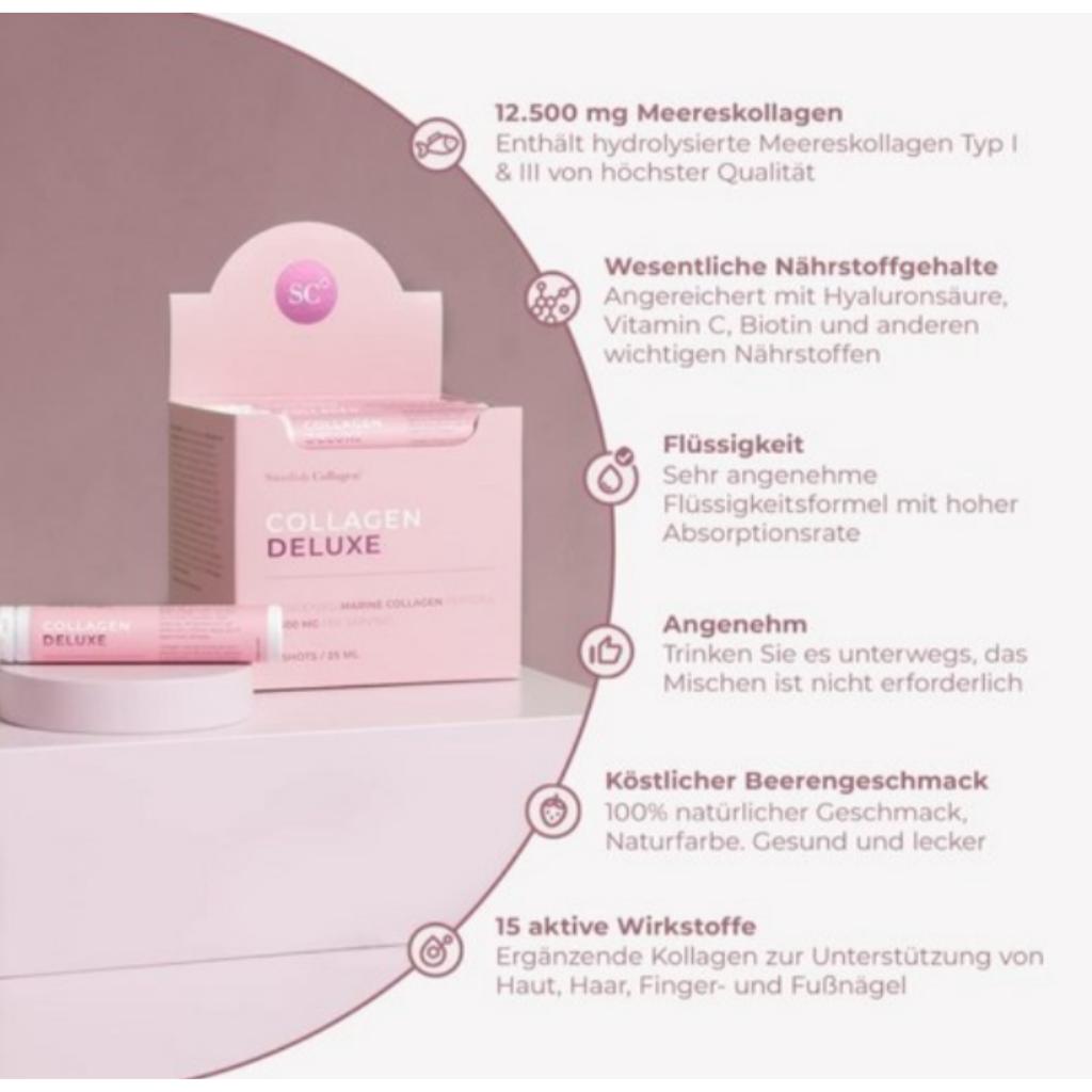 [Swedish Collagen] Collagen Deluxe 20 X 25ml Daily Shots/Hydrolyzed Marine Collagen Liquid Supplement