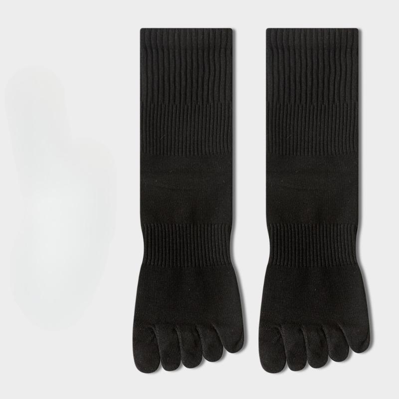 Chaussettes à cinq doigts, Chaussettes mi-mollet en coton pour femmes, Antibactériennes, Absorbant la sueur, Chaussettes de sport sans couture, Chaussettes fines de couleur unie à orteils séparés