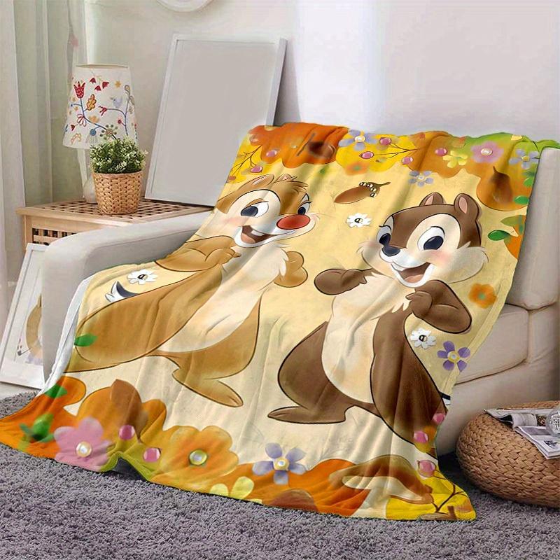1pc, Cute Chip and Dale Autumn Theme Blanket, Seasonal Decorative Throw for Home, Soft Flannel Throw Blanket, Versatile & Cozy for Bedroom, Living Roo