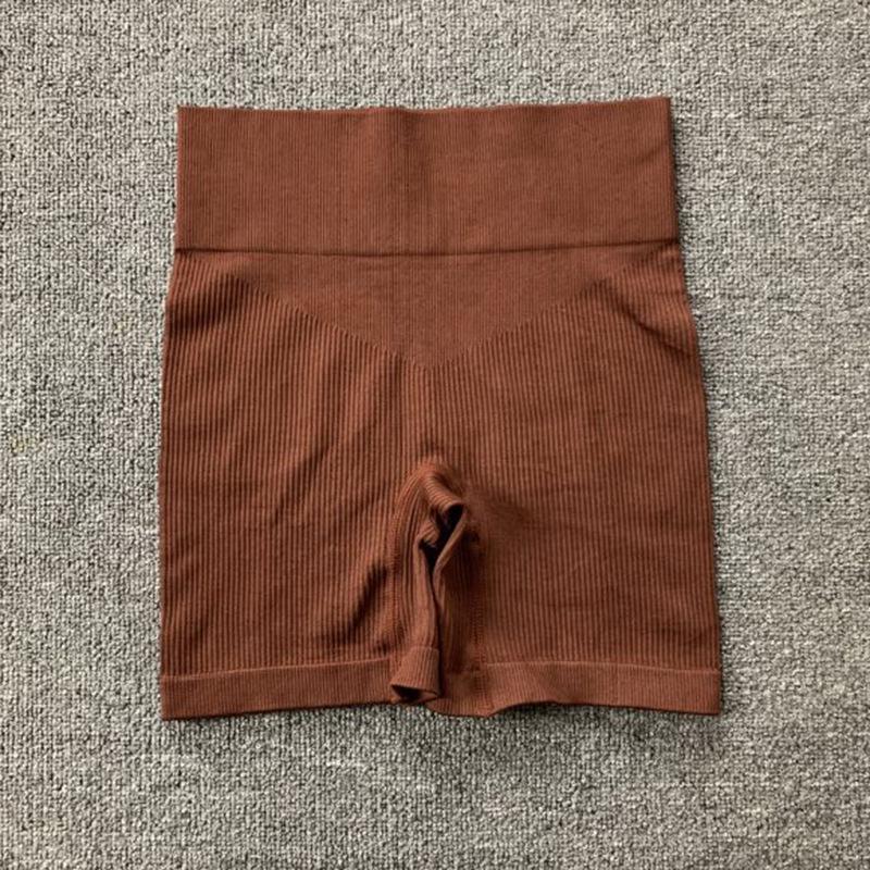 

Женский летний бесшовный костюм для йоги с высоким уровнем эластичности, U-образным вырезом, сборкой на груди и фитнес-леггинсами Large