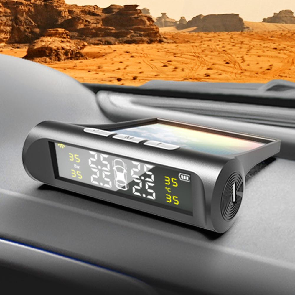 Car Solar Powered TPMS Tyre Pressure Monitoring System with 4 Sensors Digital LCD Display Auto Security Alarm Tester Automotive Test
