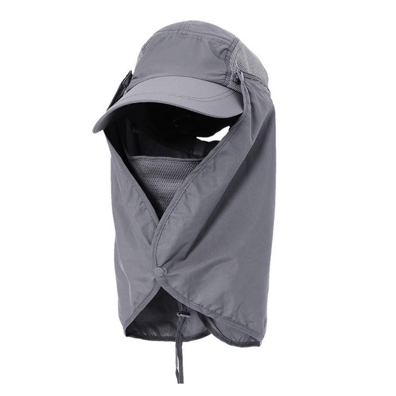 

Fishing Hat Wide Brim Sun Protections Hat with Detachable Face Cover Neck Flap Outdoor Hiking Sun Hat Breathable 1 темно-серого