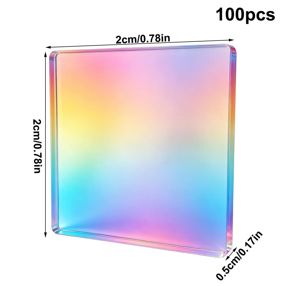 10pcs Rainbow Holographic Colored Acrylic Cube Double-Sided Rainbow Acrylic Squares Colorful Crafts Tiles Colored Acrylic Sheets