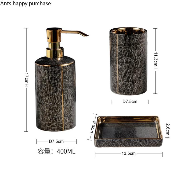 Ceramic Wash Set Bathroom Four-piece Set Lotion Bottle Hand Sanitizer Bottle Mouth Cup Soap Dish Toiletries Bathroom Accessories