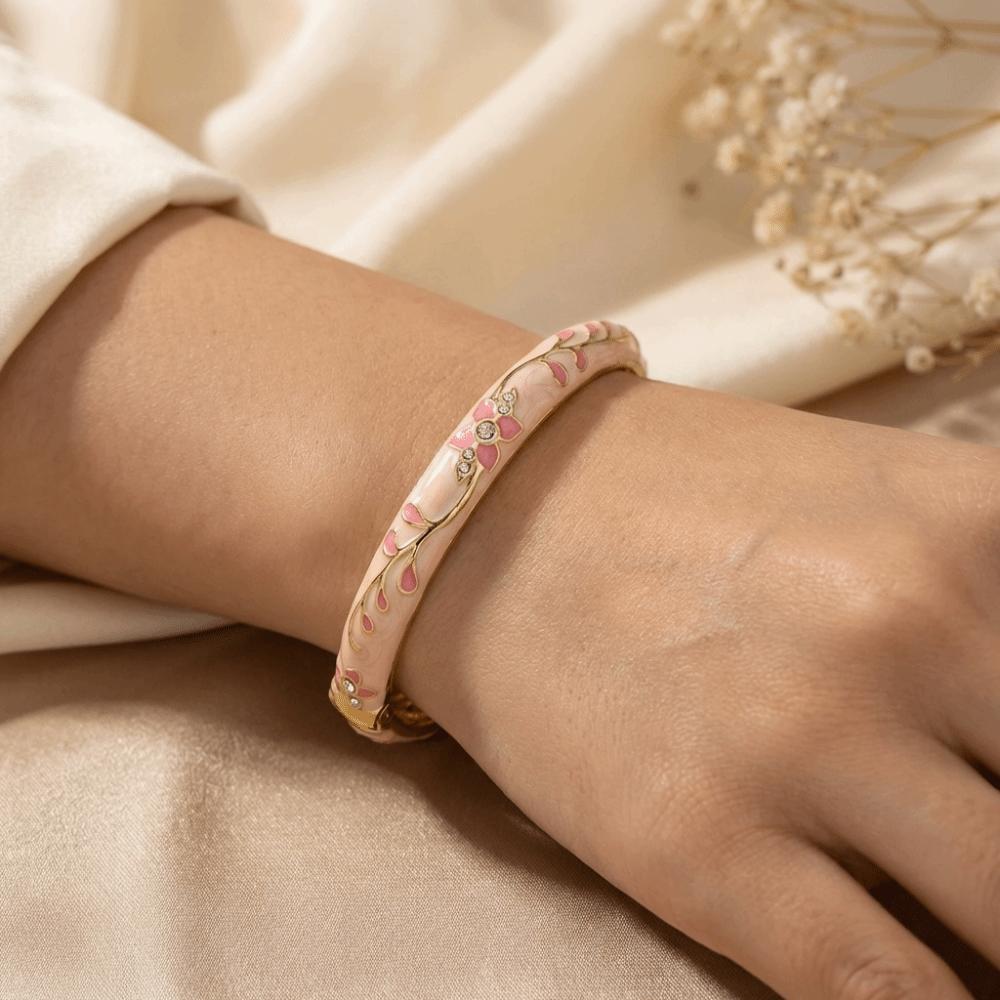 Rhinestone Flower Jewelry Flower Design Enamel Bracelet Jewelry Cloisonné Bracelet  For Girls