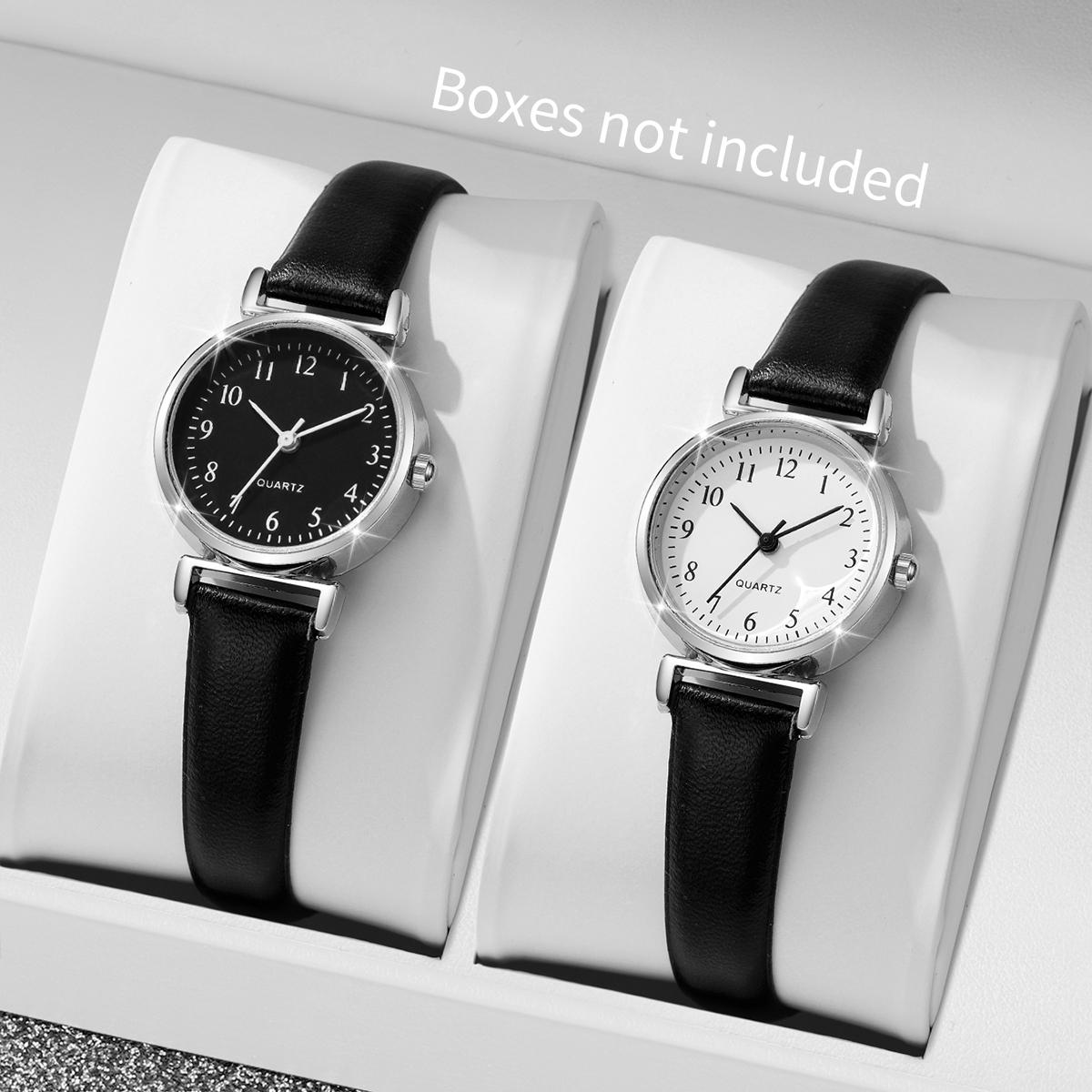 

2 ШТ./Компл. Модные женские кварцевые часы с маленьким циферблатом, простые часы с кожаным ремешком для девочек, Reloj Mujer