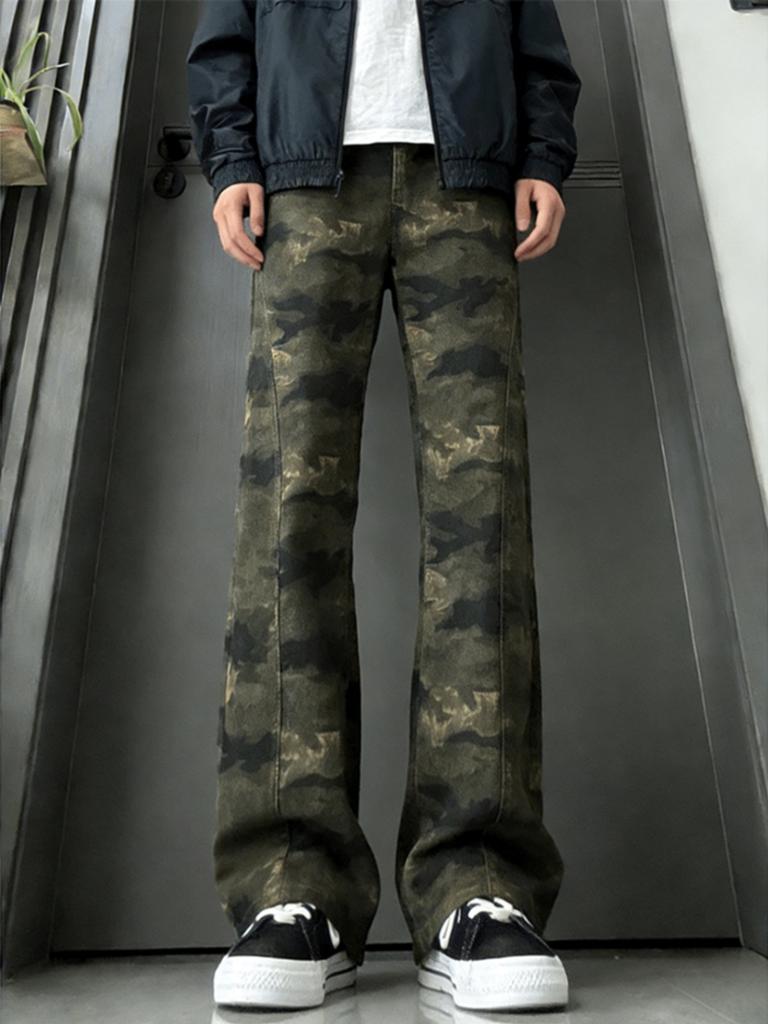 American High Street Camouflage Jeans Men's New Trendy Brand Retro Fashion Loose and Thin Casual Trousers Men's Clothing
