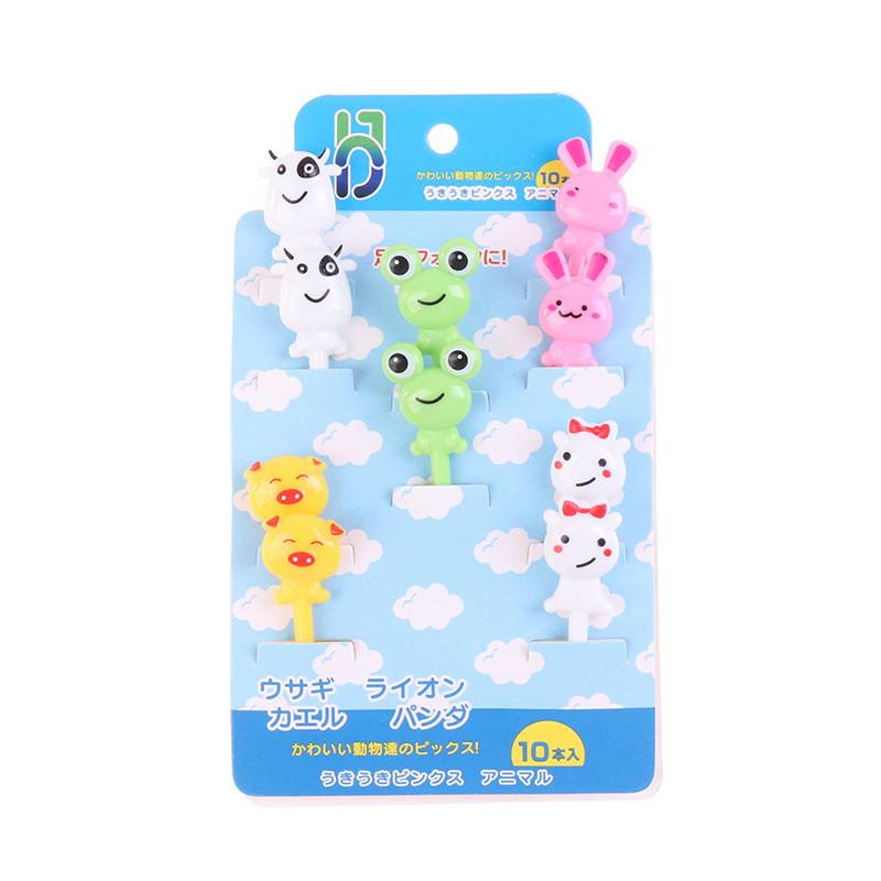 Merry Christmas Animal Fruit Fork Food Grade Plastic Mini Cartoon Kids Cake Fruit Toothpick Bento Lunch Bento Party Decoration