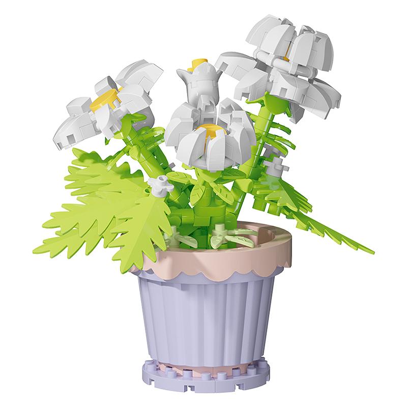 Children's handmade DIY potted desktop decorations simulated flower bouquets small particle assembly puzzle toys