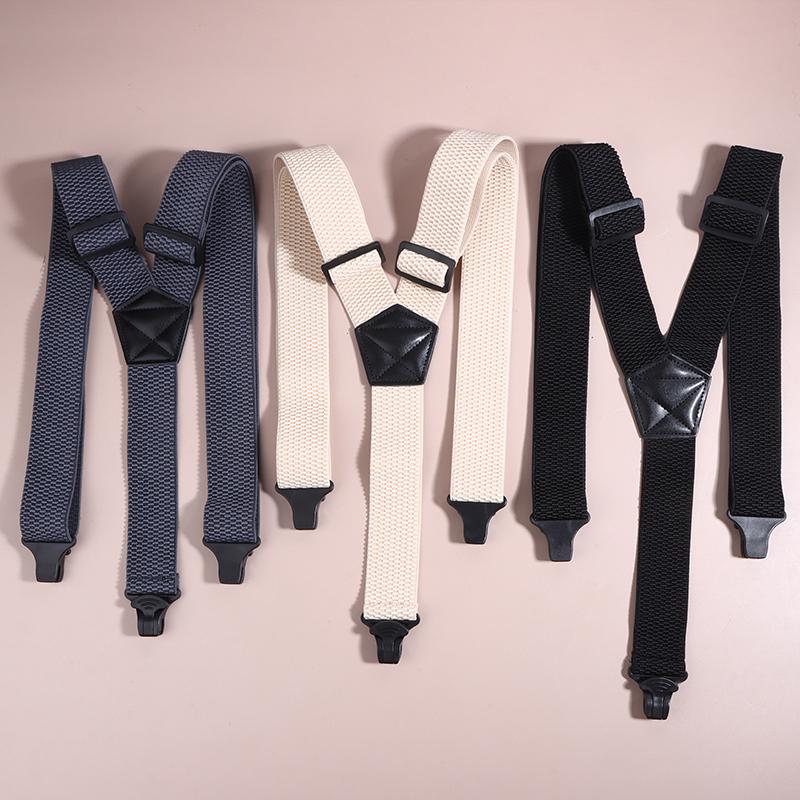 Heavy Duty Work Suspenders For Men Wide Y-Back With 3 Plastic Gripper Clasps Adjustable Elastic Trouser Pants Braces