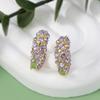 Korean Version of Ziqi Donglai, Exquisite Light Luxury Inlaid with Zircon Hollow Round Ear Buckles, Simple and Versatile Party Shows Temperament