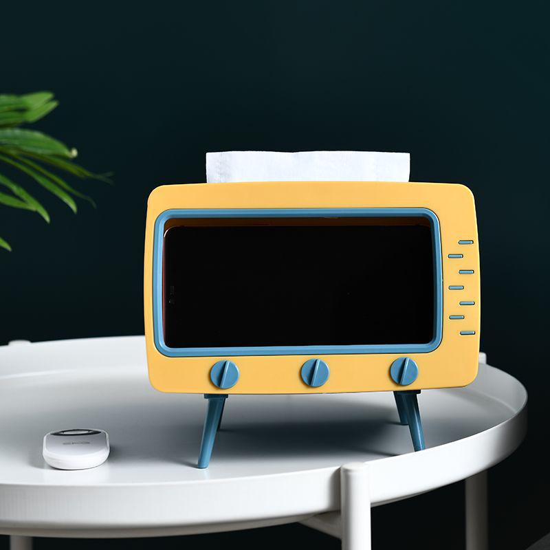 Nordic TV Tissue Box & Mobile Holder - Multifunctional Living Room Shelf
