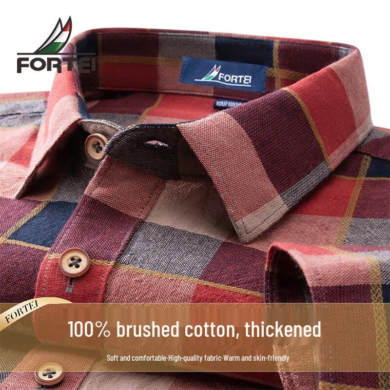 

Мужская клетчатая терморубашка Futing из хлопка с начесом L