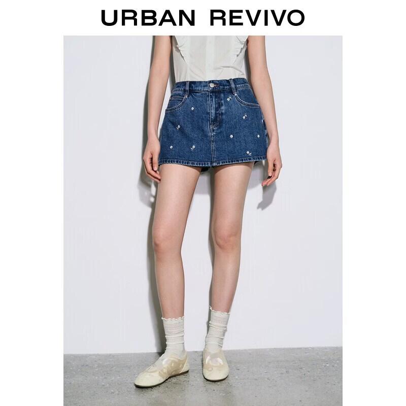UR2026 Women s Floral Embroidered Denim Skort 27