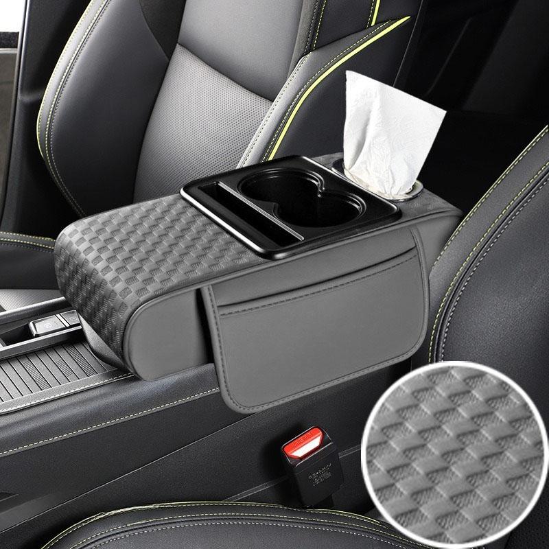 Boîte d'accoudoir de voiture Épaissir Coussin de hauteur Repose-bras Coussin avec poche Porte-gobelet pour mouchoirs Coton à mémoire de forme Support de coude Coussin de hauteur
