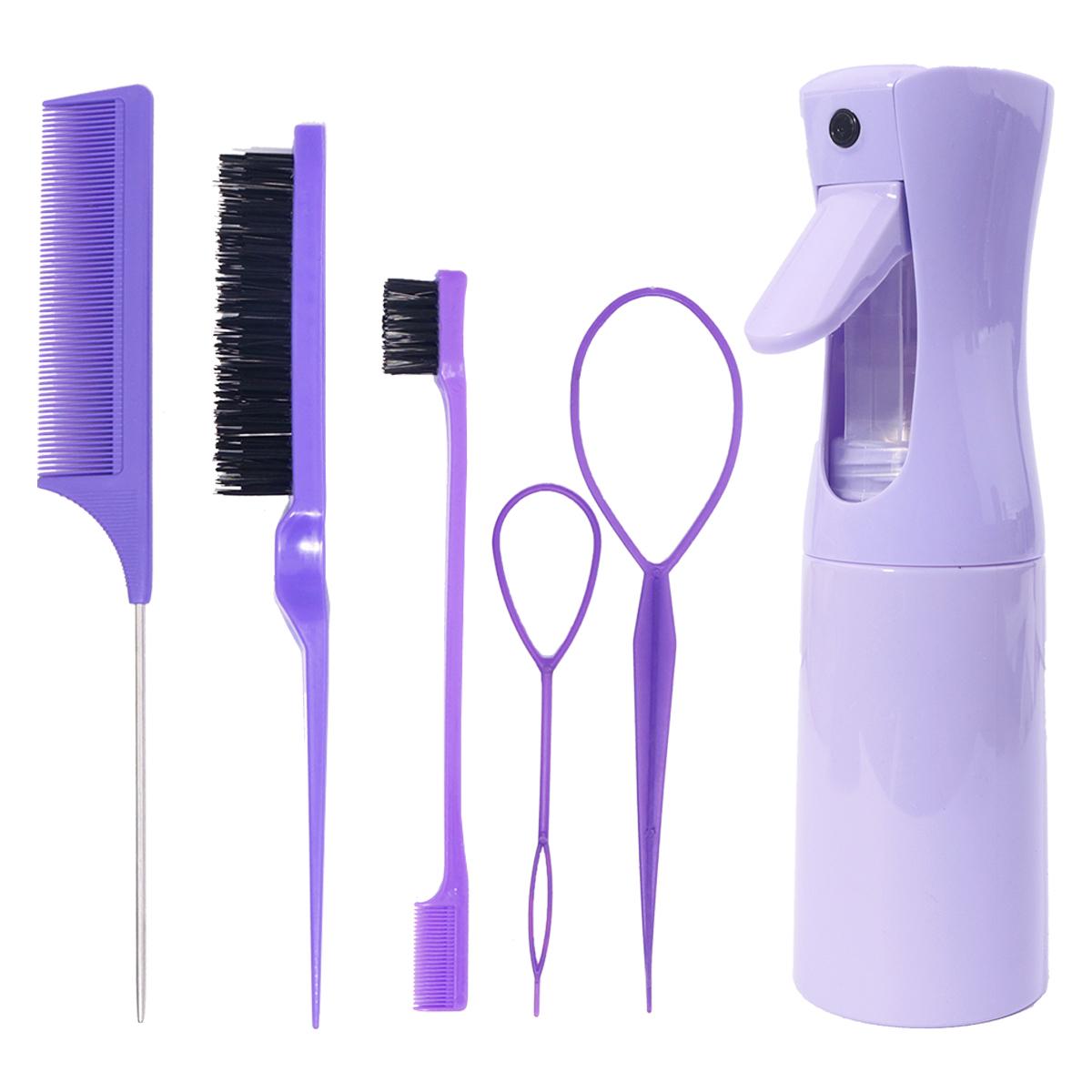 

6pcs hair styling tool set, 200ml spray bottle, hair comb edge control hairbrush and hairband,Special for real hair wigs