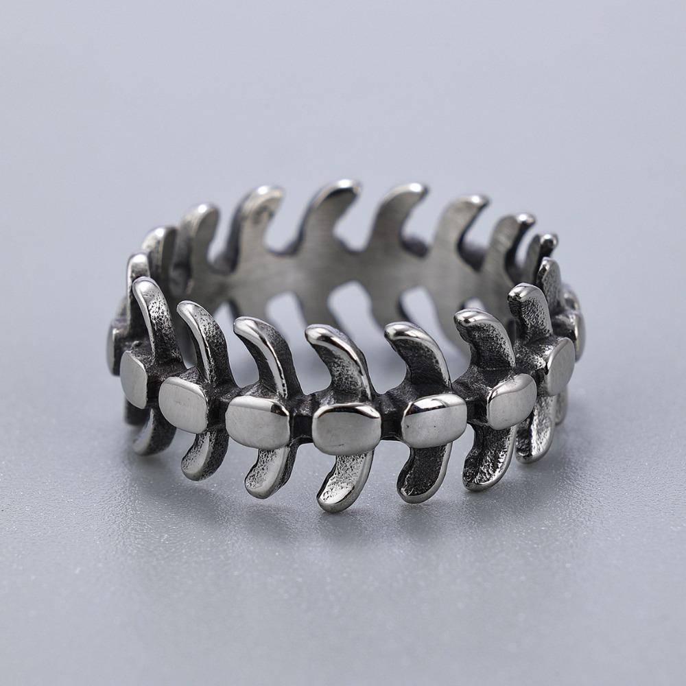 Titanium Steel Durable Colorfast Dragon Bone Design Trendy Retro High Street Ring for Men