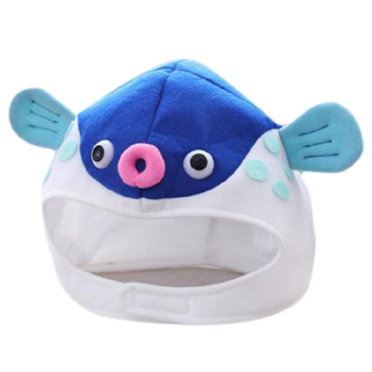 Stofftier Plüschmütze Cartoon Kugelfisch Klappohrenmütze Halloween Cosplay Kopfbedeckung