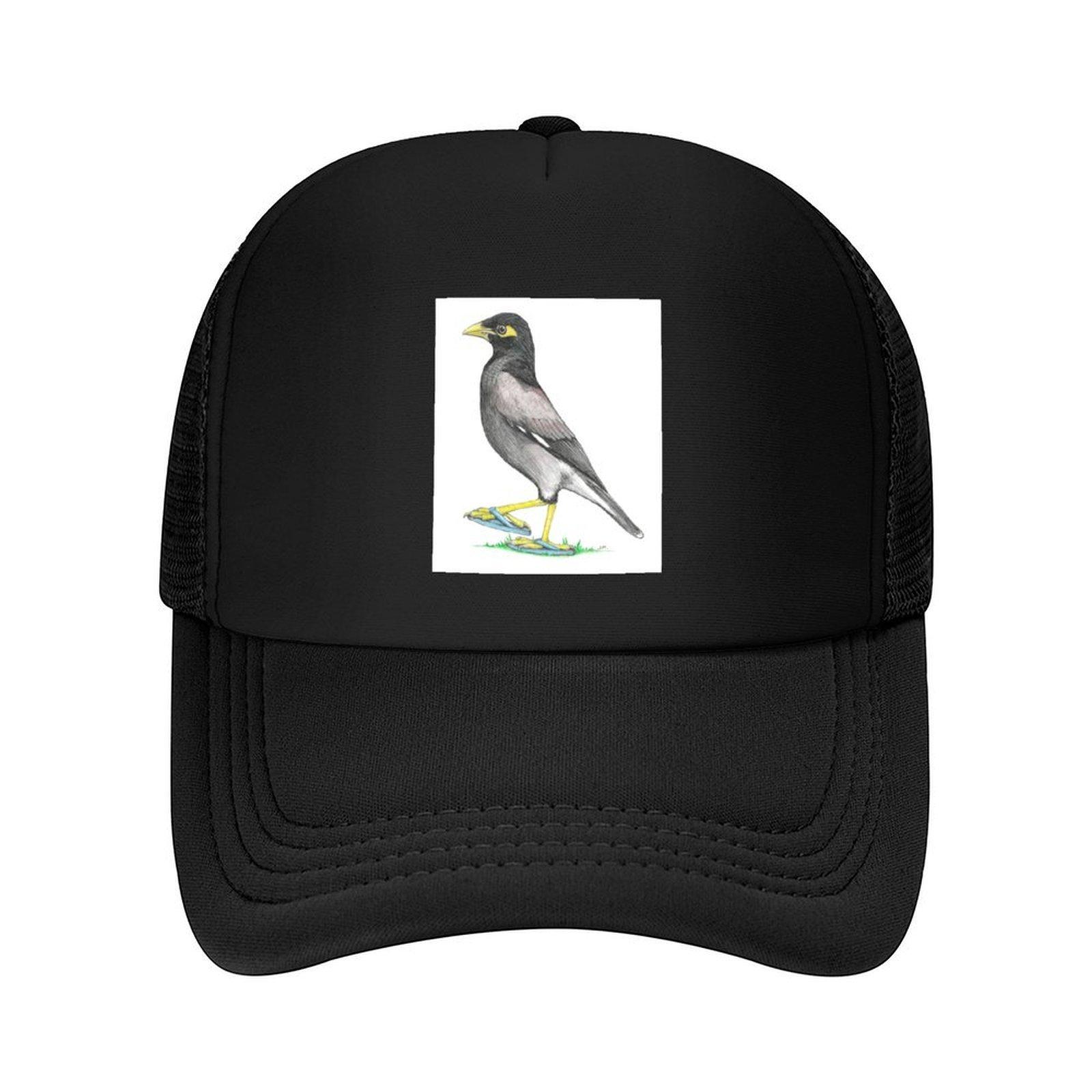 Myna in Flip Flops Baseball Cap Hat Beach Rave Trucker Cap Icon Girl Mens