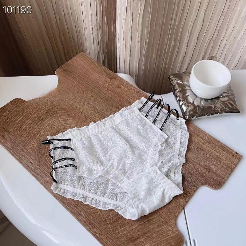 Culotte sexy en dentelle avec fente latérale et lettres pour femme, taille moyenne, sans lingerie, culotte de compression des hanches