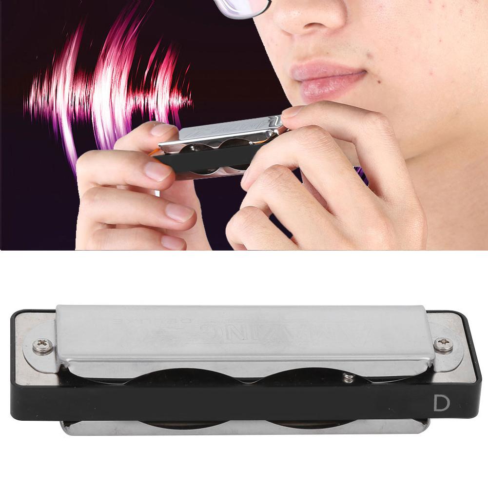 10‑Hole Harmonica Blues D Key Harp Wind Musical Instrument Beginner Practice AM‑20DBlack