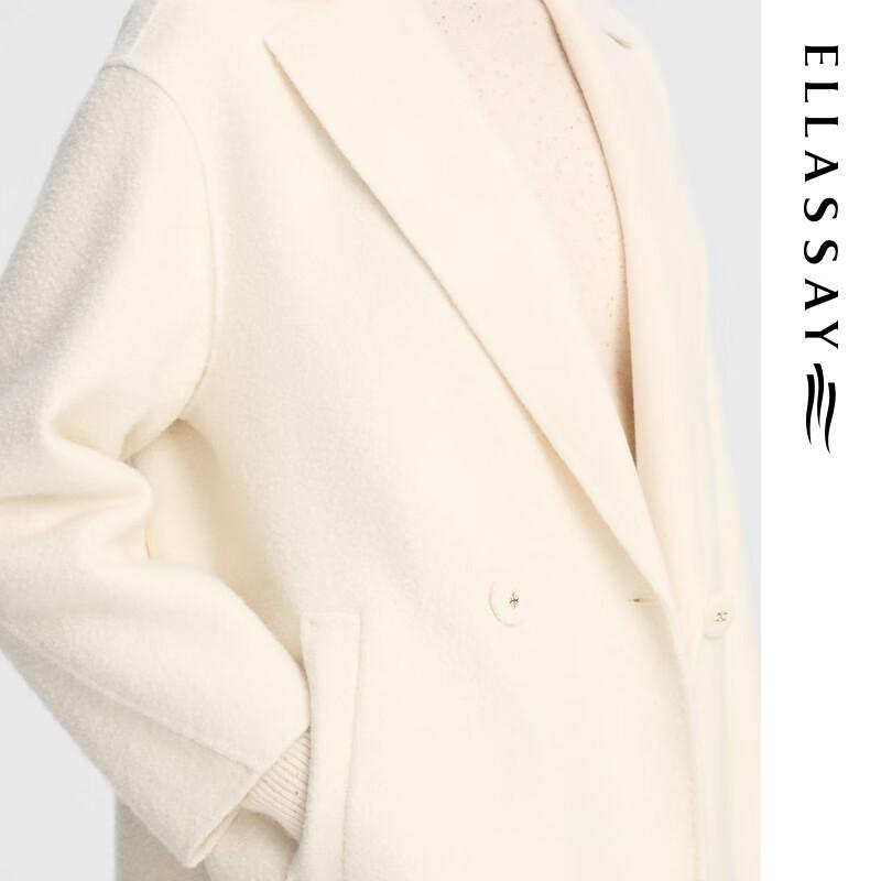 ELLASSAY Women's Elegant Pearlescent White Cashmere Blend Coat